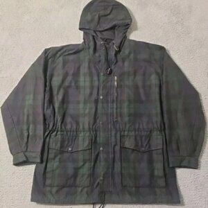 Polo Ralph Lauren Blackwatch Plaid Waxed Cotton Hooded Cargo Jacket Size Large